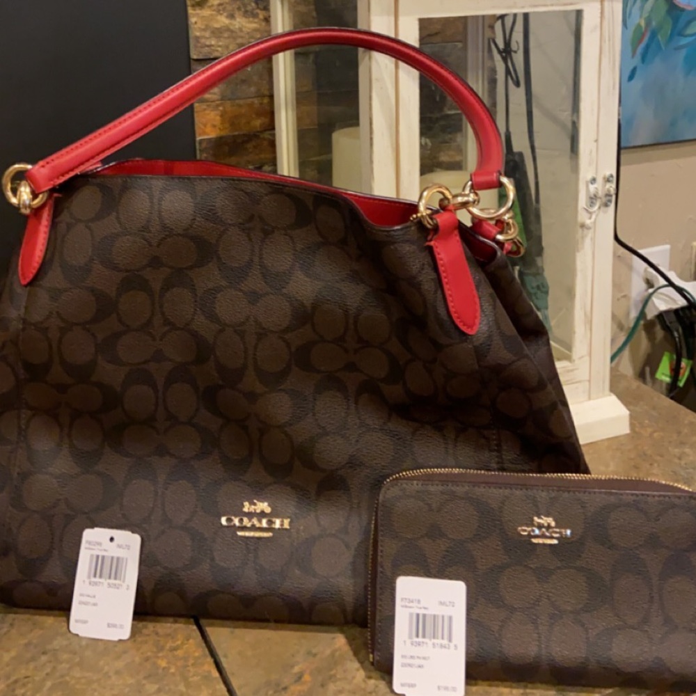Coach handbag and matching wallet.